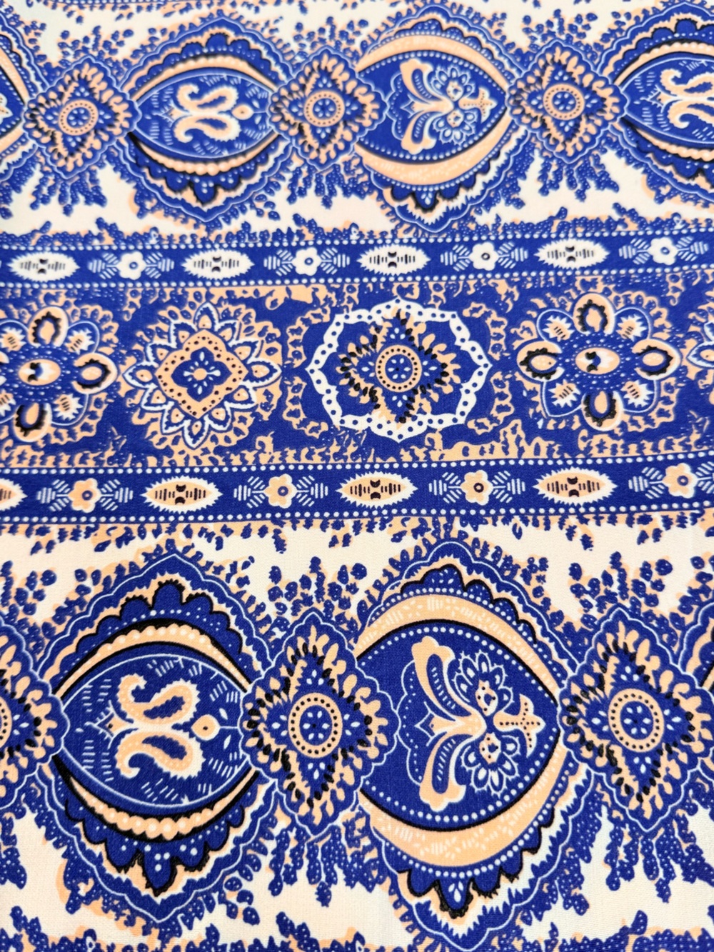 THML Blue & Orange Paisley Swing Dress Size M Boho Sleeveless Lined - Picture 6 of 8